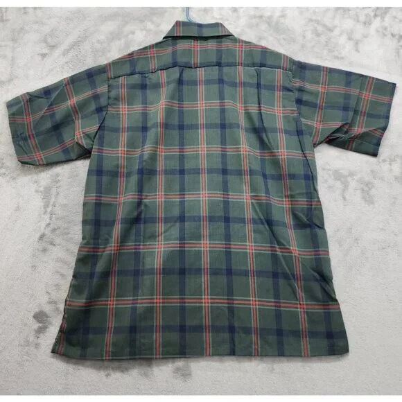 Vintage San Marino California Shirt Men M 15-15 1/2 Green Red Plaid Short Sleeve - Picture 2 of 4